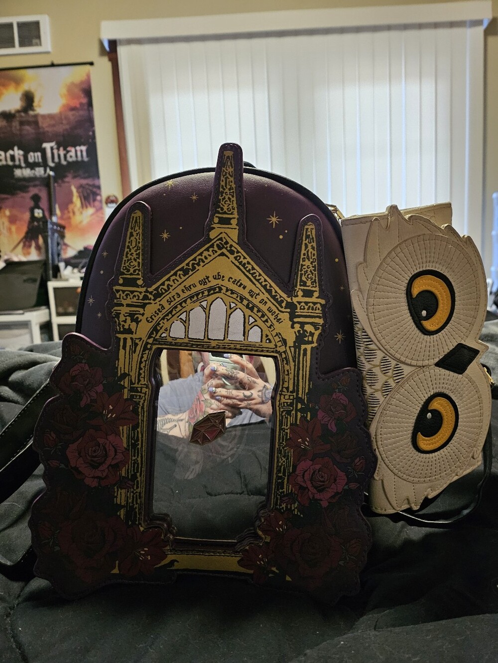 Harry Potter Mirror Of Erised Mini Pin Collecting Backpack with Hedwig Wallet